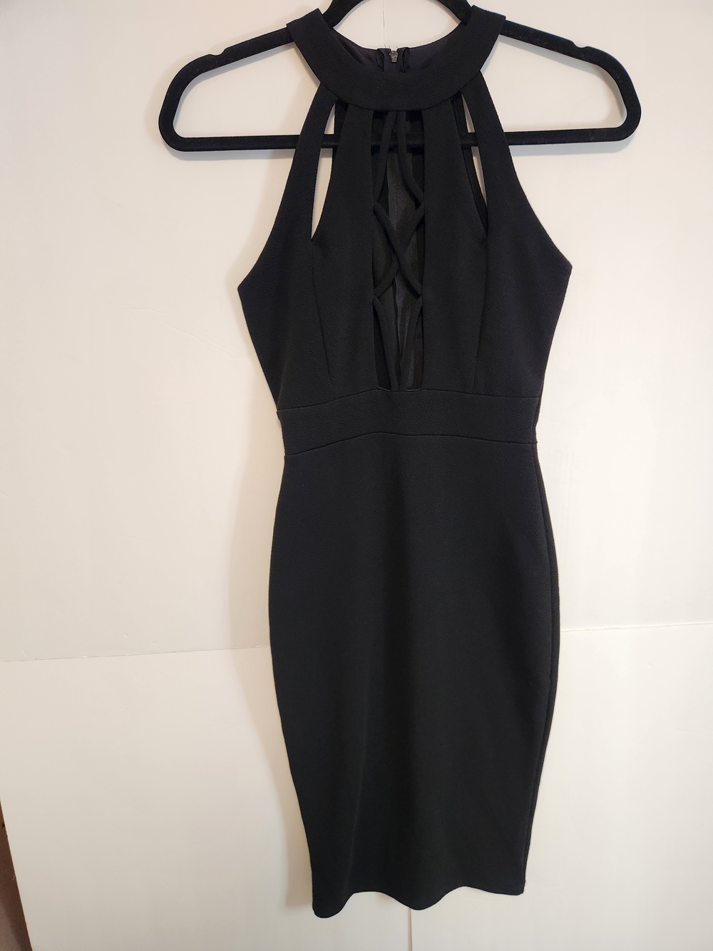 Fashion Nova Black Halter Lace-Up Midi Dress